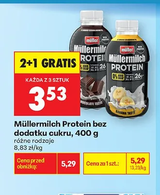 Müllermilch Protein bez dodatku cukru banana taste 400g promocja w Biedronka