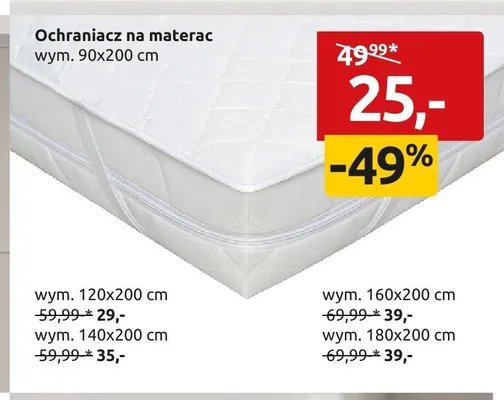 Ochraniacz na materac 180x200cm promocja w Black Red White