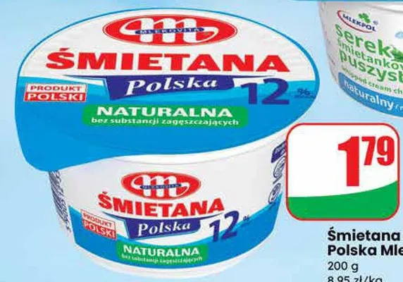 Śmietana 12% Polska Naturalna promocja w Dino
