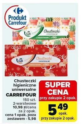 Chusteczki higieniczne uniwersalne promocja w Carrefour Market