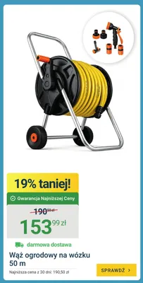 Wąż ogrodowy na wózku 50m promocja w ERLI