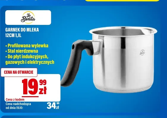 Garnek do mleka 12 cm 1,1 l La Bonita promocja w RTV EURO AGD