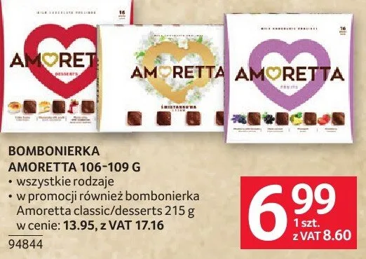 Bombonierka Amoretta 106-109 g wszystkie rodzaje promocja w Selgros