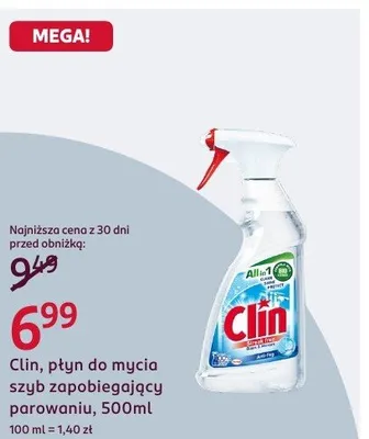 Płyn do mycia szyb zapobiegający parowaniu Clin promocja w Rossmann