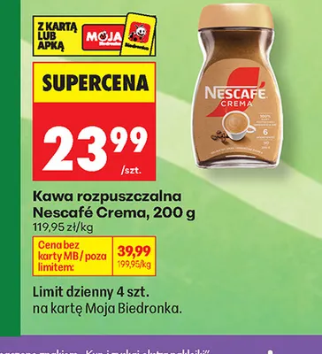 Kawa rozpuszczalna Nescafé Crema promocja w Biedronka
