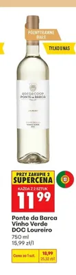 Wino półwytrawne białe Ponte da Barca Vinho Verde DOC Loureiro promocja w Biedronka