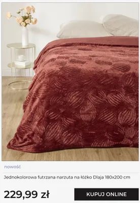 Jednokolorowa futrzana narzuta na łóżko home&you Dlaja 180x200 cm promocja w home&you