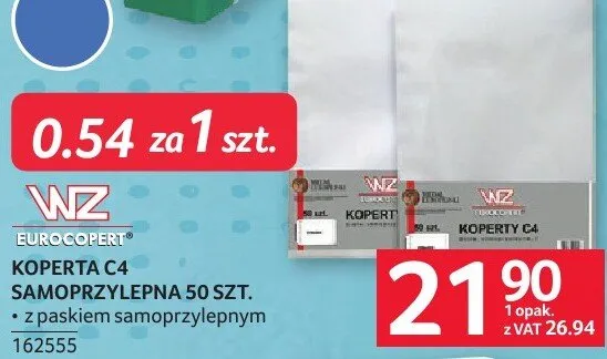 Koperta KOPERTA C4 SAMOPRZYLEPNA 50 SZT. WNZ 162555 promocja w Selgros