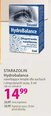 Nawilżające krople dla suchych i zmęczonych oczu Starazolin HydroBalance promocja w Hebe