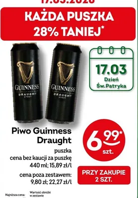 Piwo Guinness Draught promocja w Żabka
