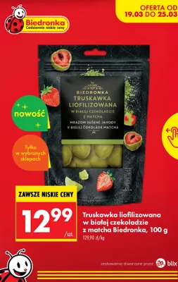 Truskawka liofilizowana w białej czekoladzie z matcha Biedronka promocja w Biedronka