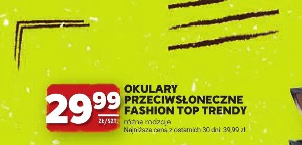 Okulary przeciwsłoneczne Fashion Top Trendy promocja w Stokrotka