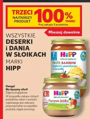 Danie dla dzieci Pasta Bambini spaghetti z pomidorami i mozzarellą HiPP promocja w Kaufland