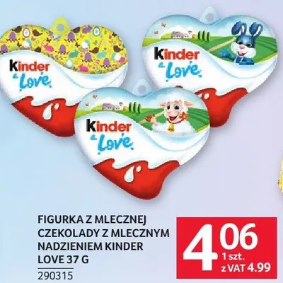 Figurka z mlecznej czekolady z nadzieniem Kinder Love 37 g promocja w Selgros