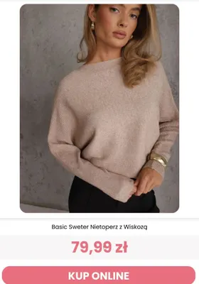 Basic sweter nietoperz z wiskozą Renee promocja w Renee