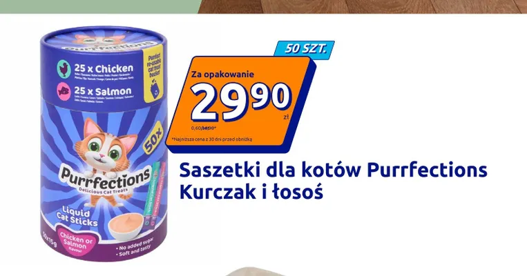 Saszetki dla kotów Purrfections Kurczak i łosoś promocja w Action