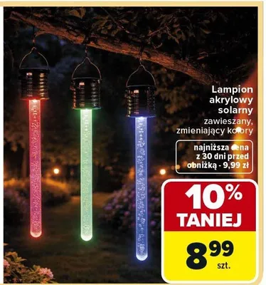 Lampion akrylowy solarny zawieszany, zmieniający kolory promocja w Carrefour