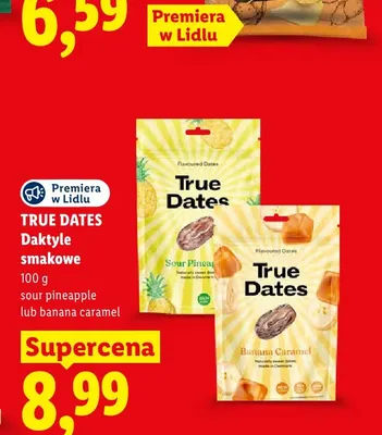Daktyle smakowe banana caramel True Dates promocja w Lidl