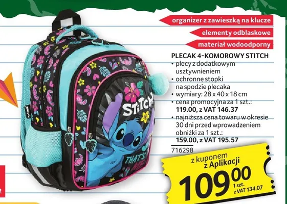 Plecak 4-komorowy Stitch promocja w Selgros