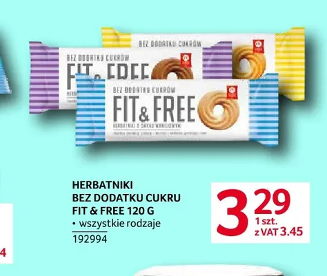 Herbatniki bez dodatku cukru Fit & Free promocja w Selgros
