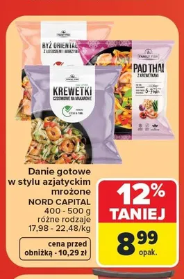 Danie gotowe mrożone Ryż orientalny z łososiem i warzywami Nord Capital promocja w Carrefour Market