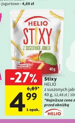 Stixy z suszonych jabłek HELIO promocja w Intermarche