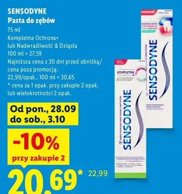 Pasta do zębów Kompletna Ochrona+ Sensodyne promocja w Lidl