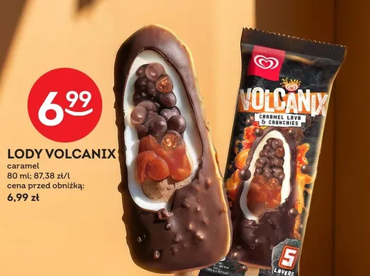 Lody Volcanix caramel promocja w Żabka