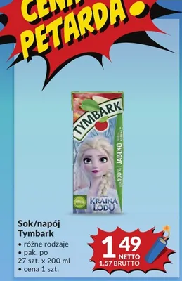 Sok lub napój Tymbark Kraina Lodu Jabłko promocja w Makro