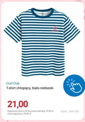 T-shirt chłopięcy biało-niebieski Cool Club promocja w Smyk