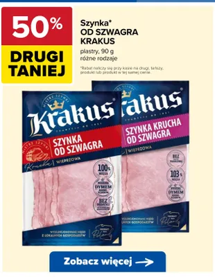 Szynka krucha od szwagra Krakus plastry promocja w Carrefour
