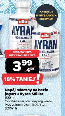 Napój mleczny na bazie jogurtu Ayran Müller promocja w Netto