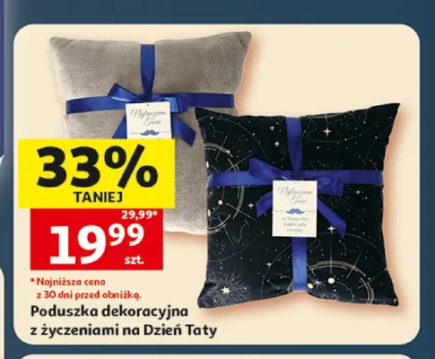 Poduszka dekoracyjna z życzeniami na Dzień Taty promocja w Auchan