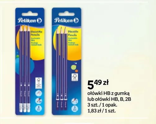 Ołówki HB, B, 2B Pelikan 3-pak promocja w Empik