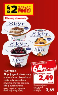 Skyr jogurt deserowy czekolada z wiśnią Piątnica promocja w Kaufland