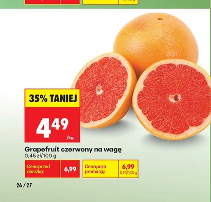 Grejpfrut czerwony na wagę promocja w Biedronka