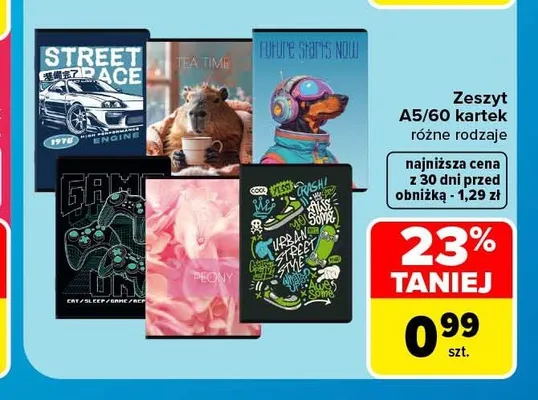 Zeszyt A5 60 kartek promocja w Carrefour Market