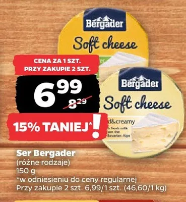 Ser bergader różne rodzaje 150g promocja w Netto