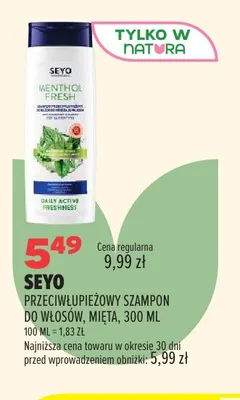 Szampon do włosów przeciwłupieżowy mięta Seyo promocja w Drogerie Natura
