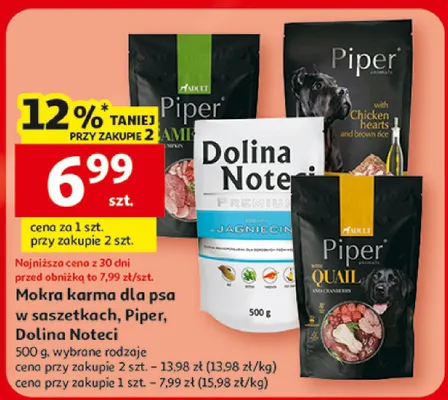 Mokra karma dla psa w saszetkach, Piper, Dolina Noteci promocja w Auchan