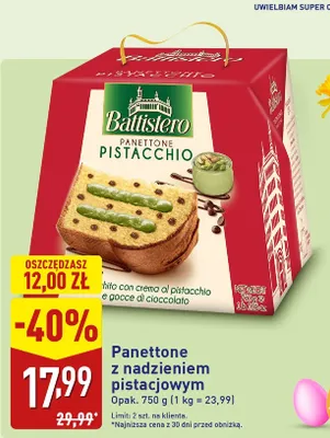 Panettone z nadzieniem pistacjowym promocja w Aldi