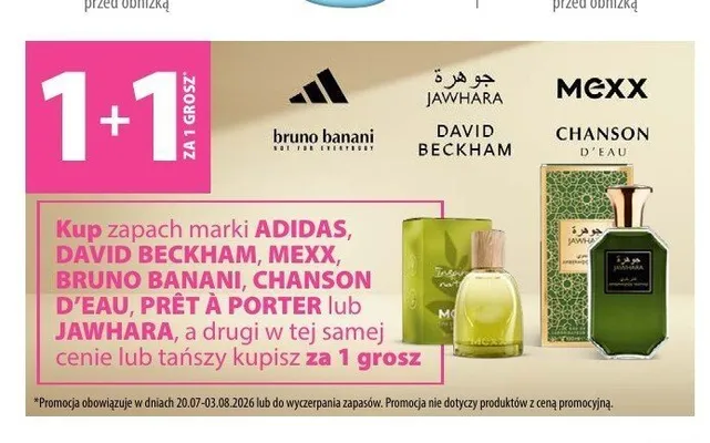 Zapachy Adidas David Beckham Mexx Bruno Banani Chanson d'Eau Prêt à Porter Jawhara promocja w Hebe