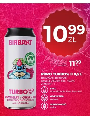 Piwo bezalkoholowe Turbo% II Browar Birbant promocja w Duży Ben