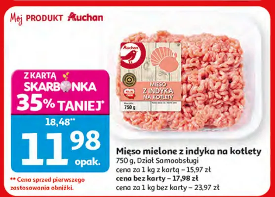Mięso mielone z indyka na kotlety promocja w Auchan
