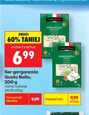 Ser gorgonzola Gusto Bello Dolce promocja w Biedronka