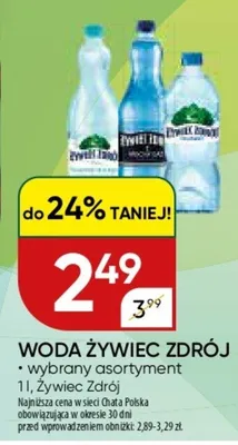 Woda Żywiec Zdrój wybrany asortyment promocja w Chata Polska