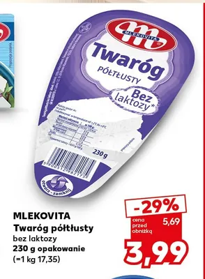 Twaróg półtłusty bez laktozy Mlekovita promocja w Kaufland