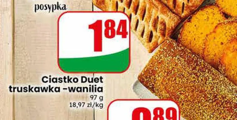 Ciastko Duet truskawka-wanilia promocja w Dino