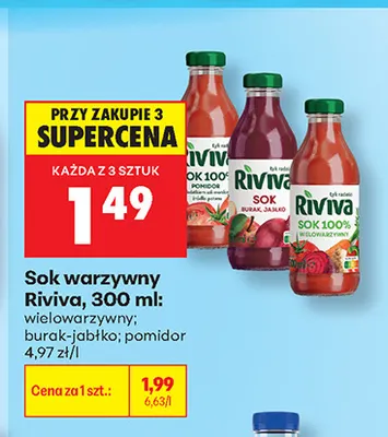 Sok warzywny Riviva burak-jabłko promocja w Biedronka