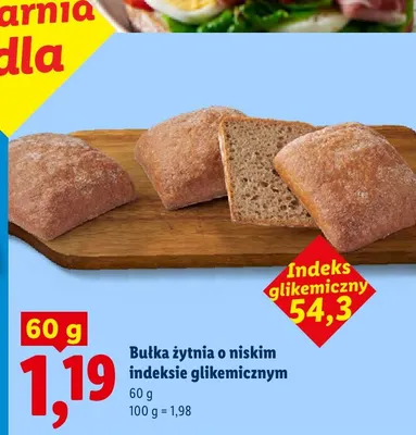 Bułka żytnia o niskim indeksie glikemicznym promocja w Lidl
